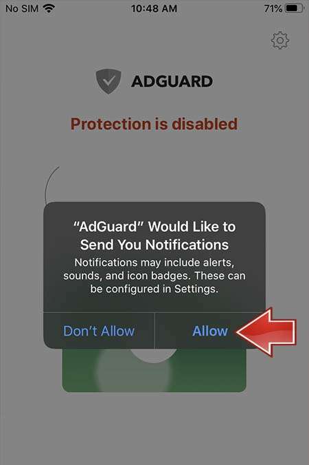 APPLE iPhone 11 Pro Max allow adguard permissions