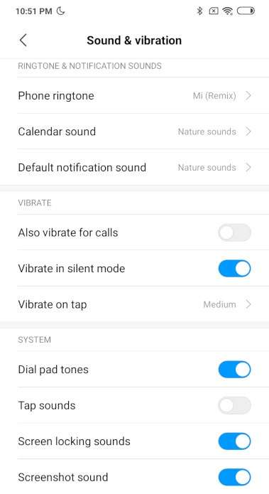 Vibration settings XIAOMI Redmi 10 5G