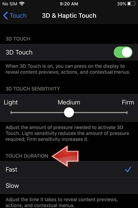 APPLE iPhone 11 Pro Max 3d touch duration