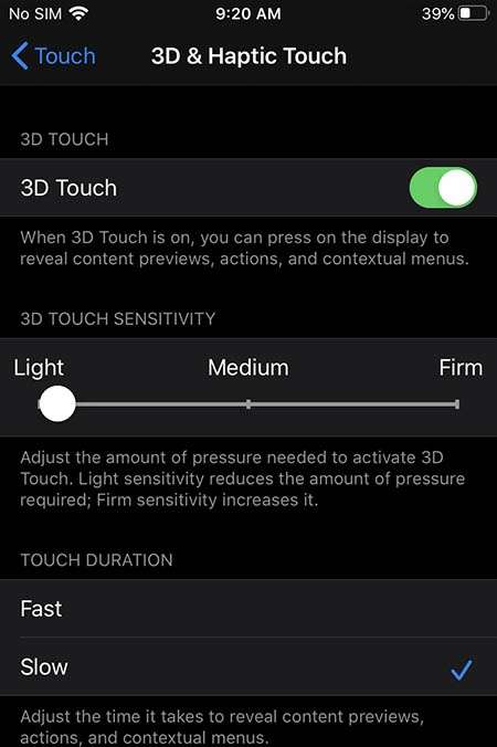 APPLE iPhone 12 slow 3d touch duration