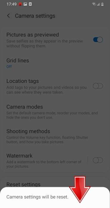 Reset settings button SAMSUNG Galaxy S21 FE 5G