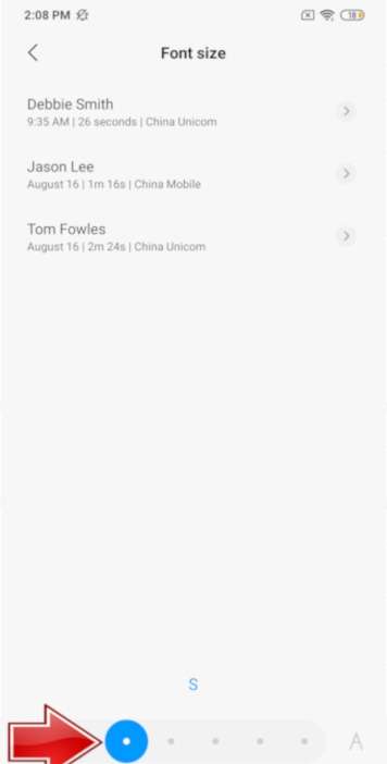 XIAOMI Redmi Note Text size