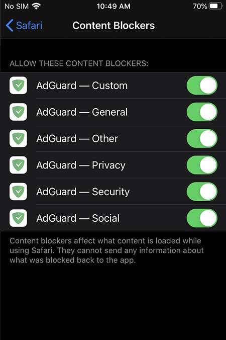 APPLE iPhone 12 turn on content blockers