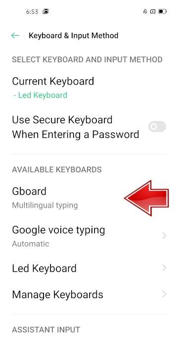gboardOPPO A5 (2020)