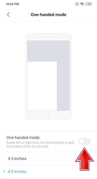 One-handed mode XIAOMI Redmi 2