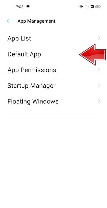 Defult Apps option OPPO A15