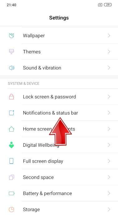 Settings menu XIAOMI Pocophone F1