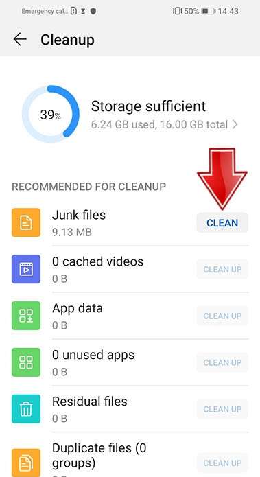 HUAWEI P30 lite New Edition Clean up junk files