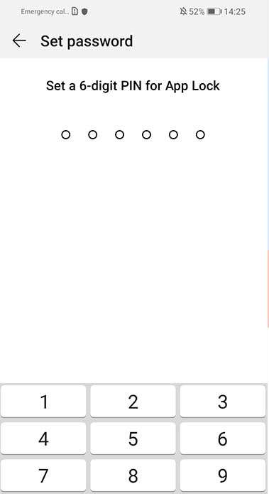 HUAWEI Y6 (2019) add password to app