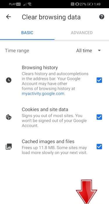 XIAOMI Redmi Note 8 Pro Clear browsing data