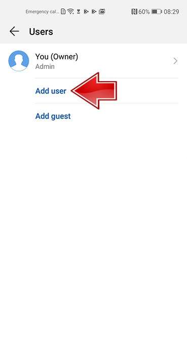 HUAWEI P40 lite Create new user