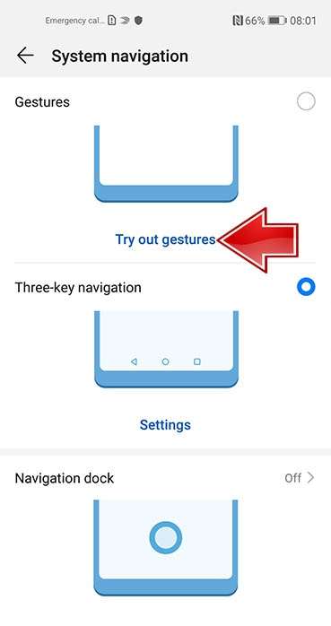 HUAWEI Y5 lite (2022) enable gestures