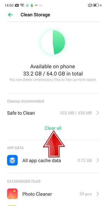 OPPO A74 Clean Storage