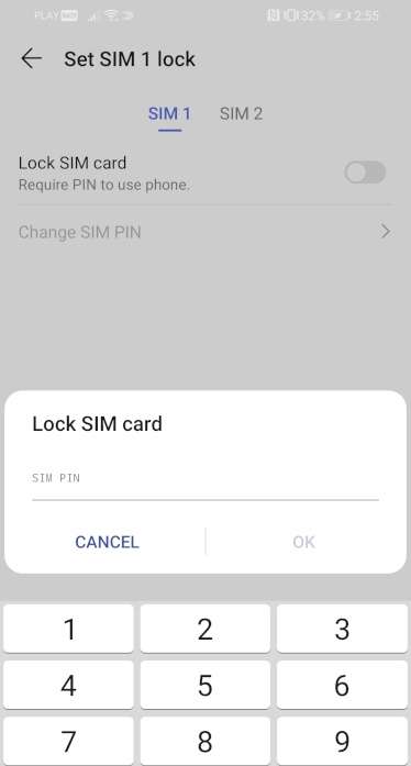 PIN-код блокировки SIM-карты SAMSUNG Galaxy S10e