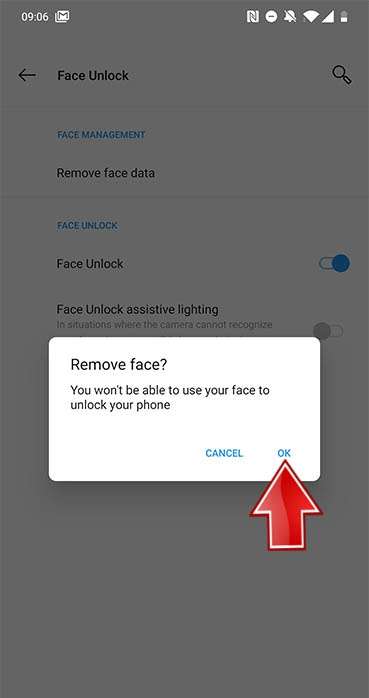 OnePlus 10T remove face data