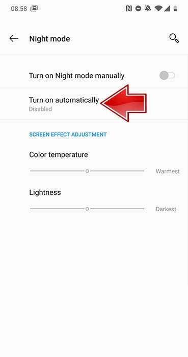 OnePlus 10T Turn On Automatically Night mode